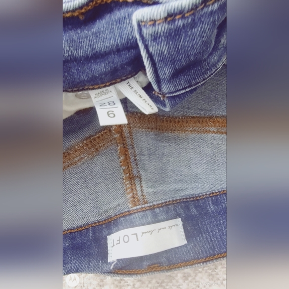 Loft High Rise Slim Flare Jean Size 28  6 Women Blue - Picture 3 of 4
